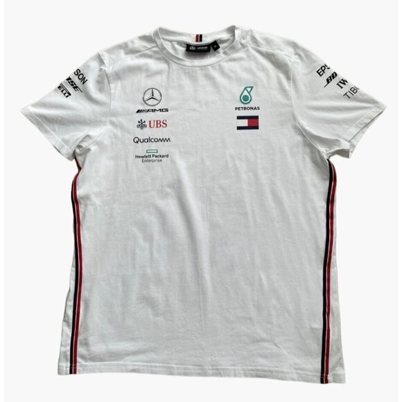 Stitched Mercedes AMG Petronas Womens 2023 Team Driver Tee White Size Medium Exc - Picture 2 of 8